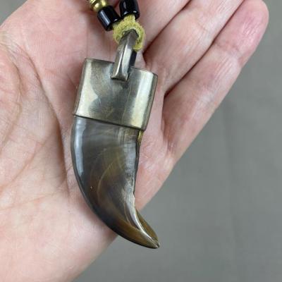 Bear Claw Pendant Leather Necklace
