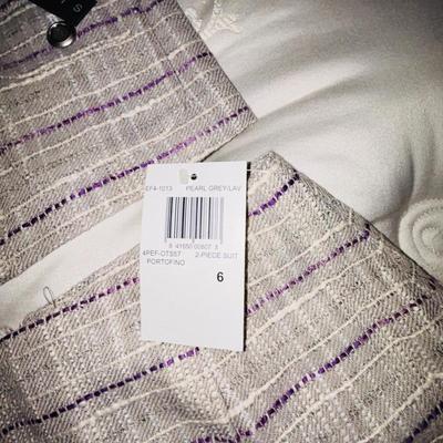 PERRY ELLIS 2 PC SUIT, PETITE SOPHISTICATE SKIRT AND MATCHING BLOUSE, CU SWEATER AND BLACK SKIRT