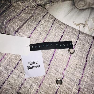 PERRY ELLIS 2 PC SUIT, PETITE SOPHISTICATE SKIRT AND MATCHING BLOUSE, CU SWEATER AND BLACK SKIRT