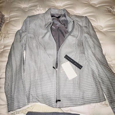 PERRY ELLIS 2 PC SUIT (SIZE 6) , MED SWEATER AND SMALL SHIRTS