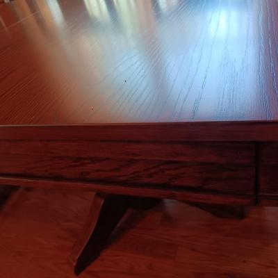 NICE QUALITY DOUBLE PEDESTAL DINING TABLE WITH 8 CHAIRS AND 1 LEAF