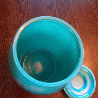 BEAUTIFUL HAND PAINTED GLASS COOKIE JAR