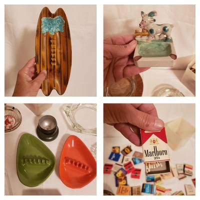 Vintage Ash Trays and Matches (B2-KD)