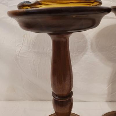 Pair of Wooden Ashtray Stands and Magazine Rack (B1-EL)