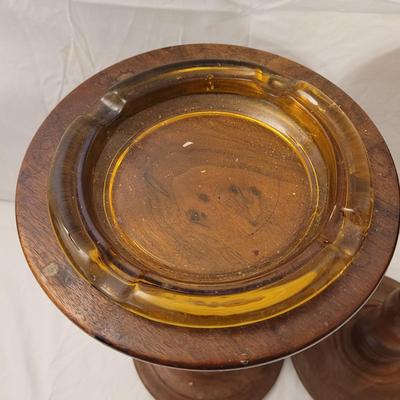 Pair of Wooden Ashtray Stands and Magazine Rack (B1-EL)