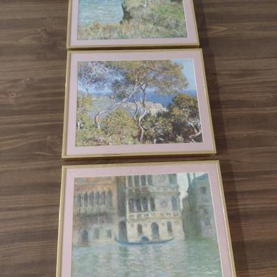 Collection of Framed Claude Monet Prints- Three Pieces- Approx 14 1/4" x 11 3/4"