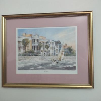 Framed Under Glass Print 'High Battery' based on Emerson Watercolor- Approx 21 1/2" x 17"