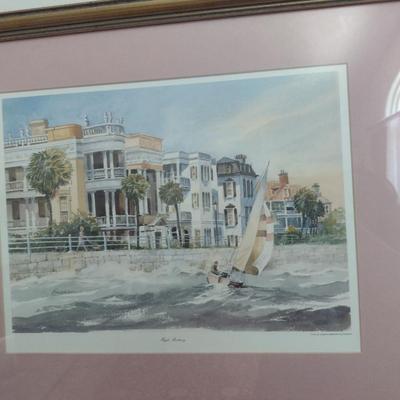 Framed Under Glass Print 'High Battery' based on Emerson Watercolor- Approx 21 1/2" x 17"