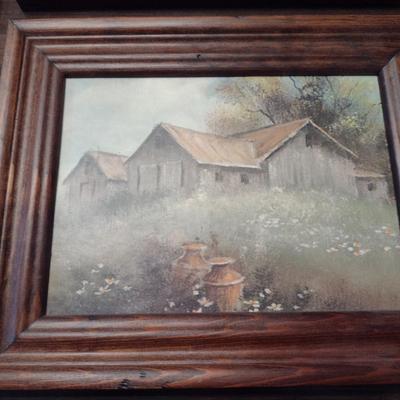 Framed Prints- Two Farm/Barn and Two Currier & Ives- Approx 10" x 8 1/4"