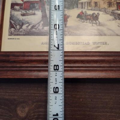 Framed Prints- Two Farm/Barn and Two Currier & Ives- Approx 10" x 8 1/4"