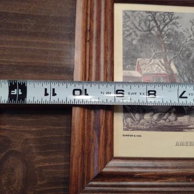Framed Prints- Two Farm/Barn and Two Currier & Ives- Approx 10" x 8 1/4"