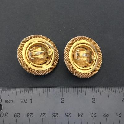 Vintage 198o Lion head mesh clip on earrings bold Domed