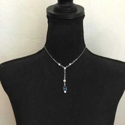 Givenchy blue sapphire crystal Y necklace very nice