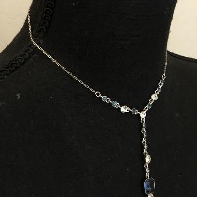 Givenchy blue sapphire crystal Y necklace very nice