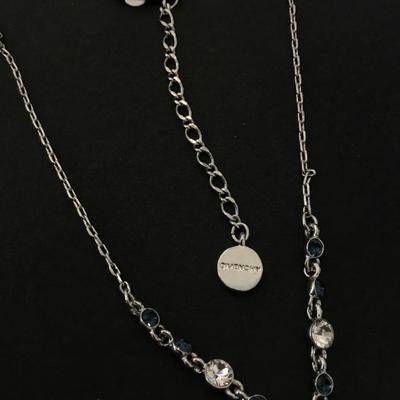 Givenchy blue sapphire crystal Y necklace very nice