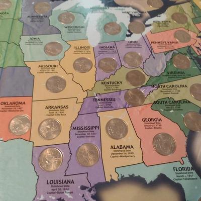 State Quarters Collector's Map with Coins- Approx 17" x 28"