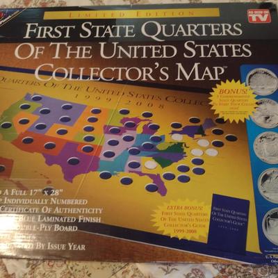 State Quarters Collector's Map with Coins- Approx 17" x 28"