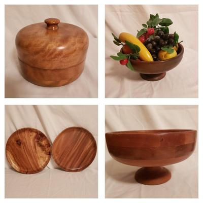 Turned Bowls w/Lids and More Wooden Decor (LR-KD)