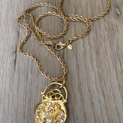 Beautiful vintage KJL pendant on beautiful vintage Monet chain necklace