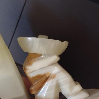 Carved Onyx Hispanic Theme Siesta Bookends