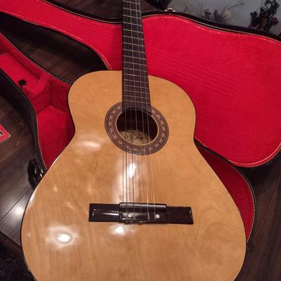 Global Musical Instrument Co. Acoustic Guitar with Case and Book