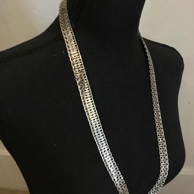 Beautiful very nice silver tone long chain necklace statement necklace