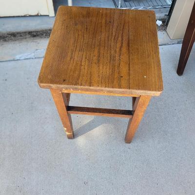 Sale Photo Thumbnail #194: Finish is great except for the leg pictured,  very solid and fixable measures. Measures 12.5 square, and 17.5" tall flat screws and well built.