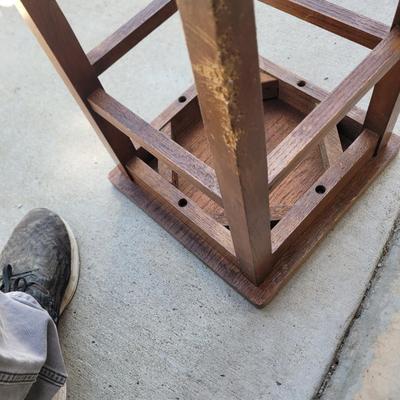 Sale Photo Thumbnail #196: Finish is great except for the leg pictured,  very solid and fixable measures. Measures 12.5 square, and 17.5" tall flat screws and well built.