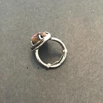 Very nice handcrafted silver ring with polished garnet