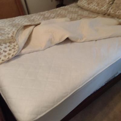 Vintage Wooden Full Size Sleigh Bed with Mattress- Approx 56" x 80" (Bedding Not Included)
