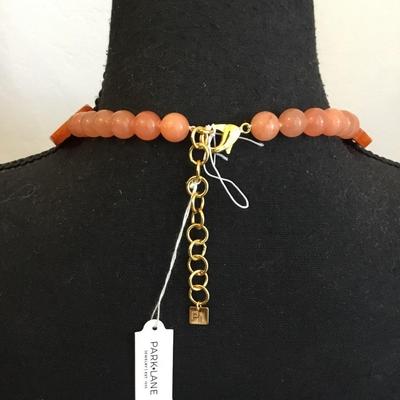 Park Ln.,, Clementine necklace hand cut, orange, jade Beautiful statement piece