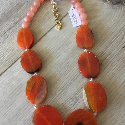 Park Ln.,, Clementine necklace hand cut, orange, jade Beautiful statement piece