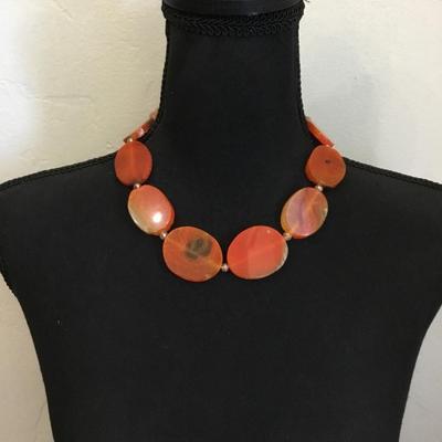 Park Ln.,, Clementine necklace hand cut, orange, jade Beautiful statement piece