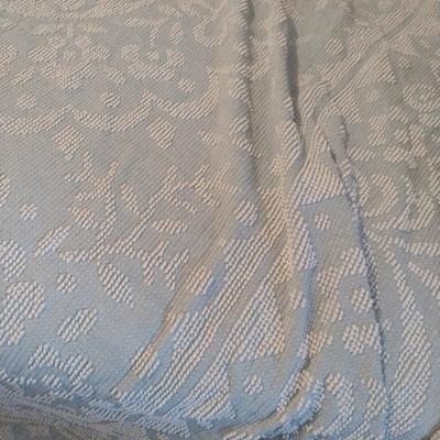 Bedspread with Hobnail Design- Light Blue and White- Approx 98" x 88"