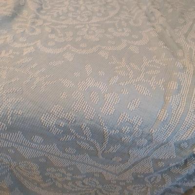 Bedspread with Hobnail Design- Light Blue and White- Approx 98" x 88"