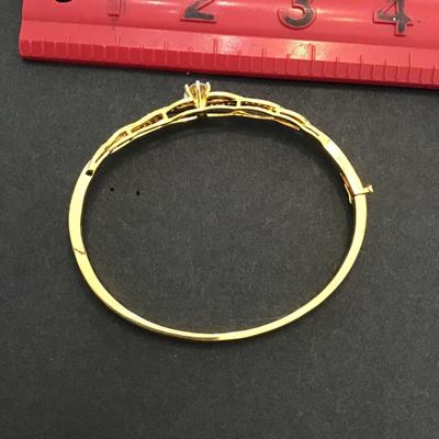 Beautiful, gold tone bracelet, Danbury , mint clear, rhinestones with my daughter saying on it