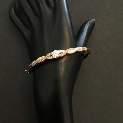 Beautiful, gold tone bracelet, Danbury , mint clear, rhinestones with my daughter saying on it