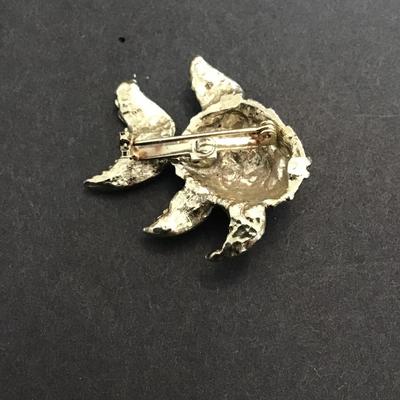 Vintage, silver, toned, fish brooch