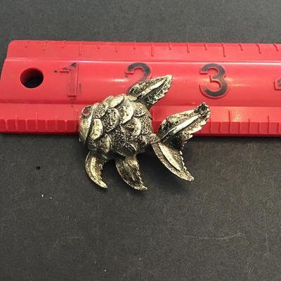 Vintage, silver, toned, fish brooch