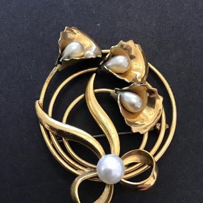 Vintage Gold tone, fashion, statement, brooch