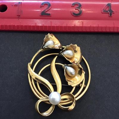 Vintage Gold tone, fashion, statement, brooch