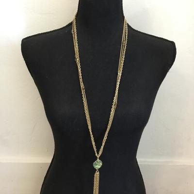 Natasha Beautiful gold tone, tassel fashion necklace