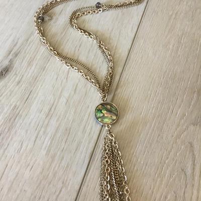 Natasha Beautiful gold tone, tassel fashion necklace