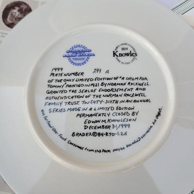 Sale Photo Thumbnail #244: The plate depicts Santa Claus with a drum and a note that reads "Please give me a drum, Tommy," reflecting the spirit of Christmas giving. 
It is a vintage collector's item, manufactured in the 1990s, and is often sought after by collectors of Norman Rock