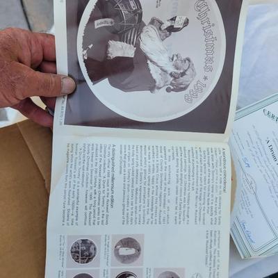 Sale Photo Thumbnail #243: The plate depicts Santa Claus with a drum and a note that reads "Please give me a drum, Tommy," reflecting the spirit of Christmas giving. 
It is a vintage collector's item, manufactured in the 1990s, and is often sought after by collectors of Norman Rock