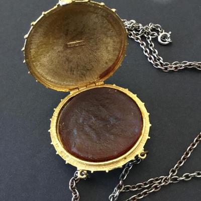 Vintage Estee Lauder, solid, perfume, locket, pendant, necklace