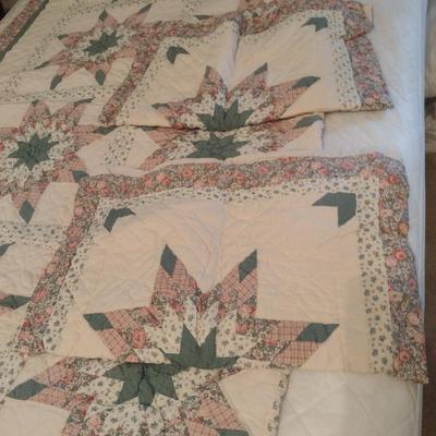 Queen Size Quilt/Coverlet with Two Pillow Shams- Approx 78" x 80"