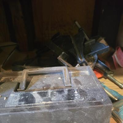 LOT 95C: Craftsman Router Table Mounted on Wood Cabinet with Tools