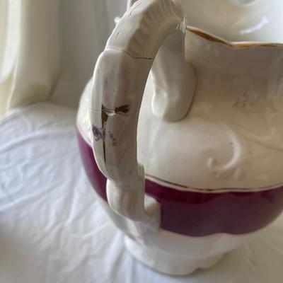Sale Photo Thumbnail #282: Ceramic 1850's Wash Basin and Pitcher (Set of 2)
