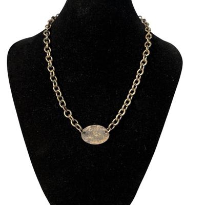Sterling Silver Oval Tag Monogrammed Necklace